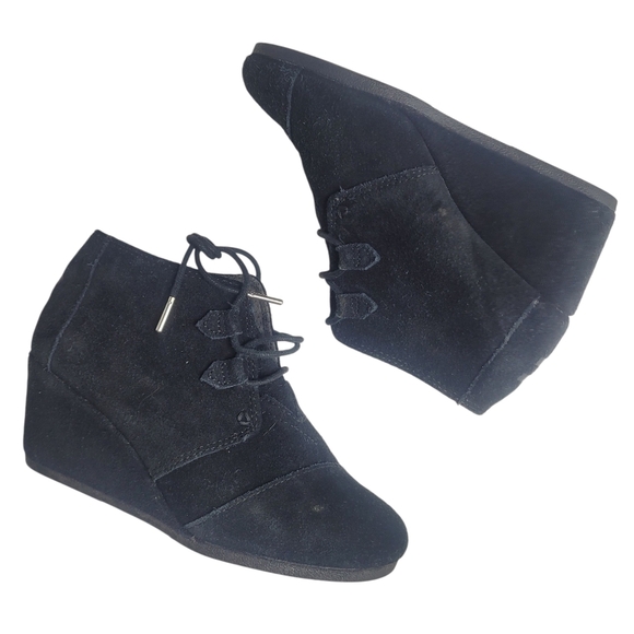 Toms Black Suede Wedge Bootie 8.5 - Picture 1 of 6